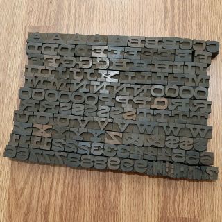 Antique 145 Pc Wooden Type Printing Blocks Alphabet Letterpress Letters Numbers
