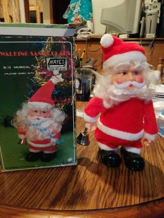 Vintage Hayes Walking Santa Claus Christmas Musical Toy No 8332 Box B1