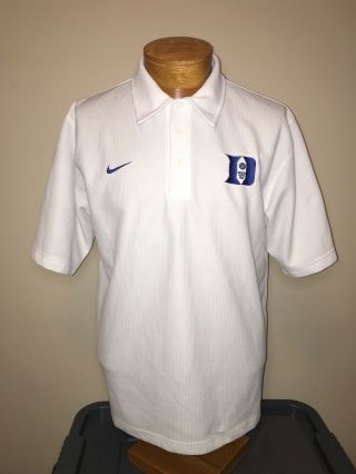 Duke Blue Devils Nike Drifit S/s Polo Shirt White Men’s M