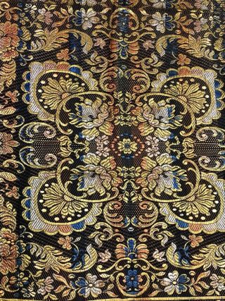 Antique Ca.  1890 Handmade Stitched 48 " X75 " Multi Color Silk Tapestry Throw Cover