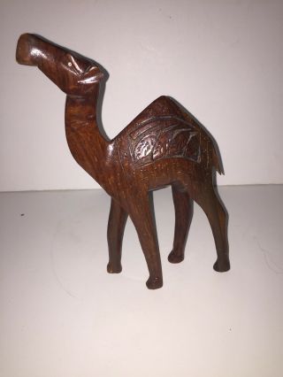 Vintage Hand Carved Wood Wooden Camel Statue Figurine Figure Euc