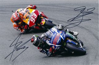 Marc Marquez & Jorge Lorenzo Autograph,  In - Person Signed 8x12 Inches Photo