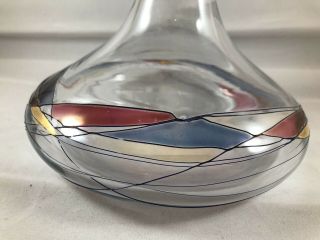 Vintage Wine / Liquor Decanter Stained Glass Design.  Hand - Painted? 3