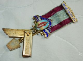 Antique 1920 Masonic Mark Wm Past Master Jewel Silver Medal St Johns Lodge Glmmm