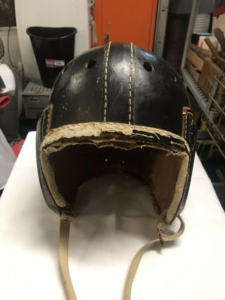 Early Black Leather Wing Back Goldsmith Football Helmet Old Vtg Antique