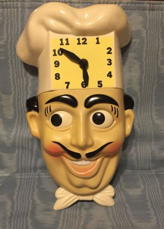 Vintage Smiling Chef Moving Eyes Wall Clock