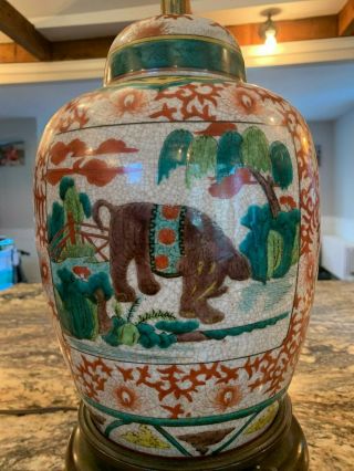 19th Century Chinese Porcelain Ginger Jar Lamp with Elephants 2