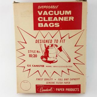 Vintage Goodval Disposable Vacuum Cleaner Bags Style 10/20 For Ge Canister Vac
