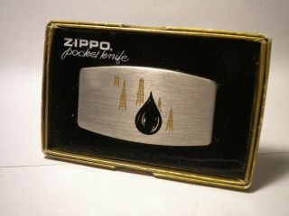 Vintage Zippo Pocket Knife Oil Derricks Nmib