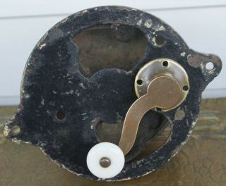 Taylor’s Patent October 23,  1860 Crank Doorbell Brass Cast Iron w Porcelain Knob 2