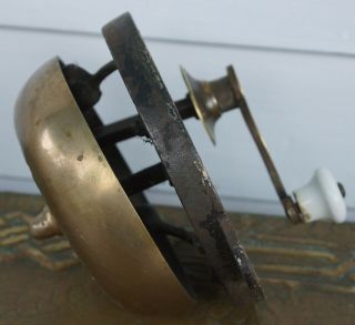 Taylor’s Patent October 23,  1860 Crank Doorbell Brass Cast Iron w Porcelain Knob 3