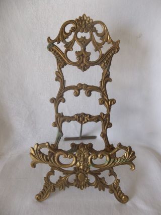 Vintage 13 " Brass Ornate Book Holder Picture Frame Plate Display Stand