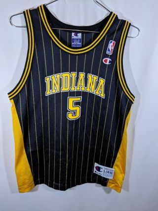 Indiana Pacers Jalen Rose Champion Nba Basketball Jersey Youth L14 - 16 Vintage
