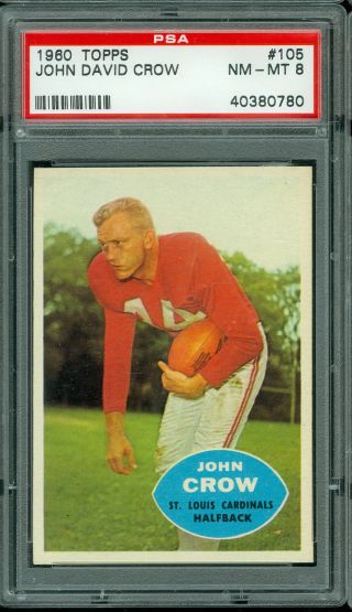 1960 Topps Football 105 John David Crow Psa 8