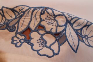 Vintage Cotton Pillowcases Satin Stitch Embroidery & Cut Work 21x32