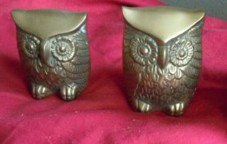 Vintage Brass Owl Pair Small And Medium Paper Weight