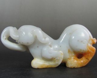 Certified Exquisite Hand - Carved Elephant Carving Hetian Jade Statue B845