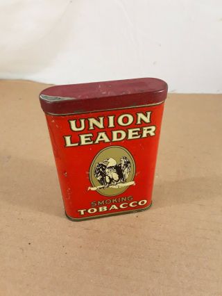 Vintage Vertical Union Leader Smoking Tobacco Tin Very Good Graphics 2