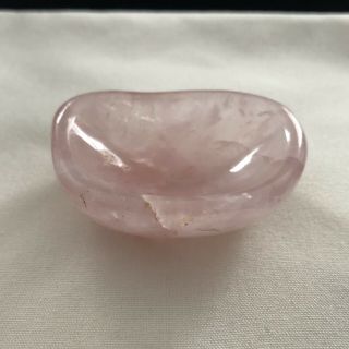 Vintage Rose Quartz Trinket / Jewelry Dish Natural Stone Handcrafted