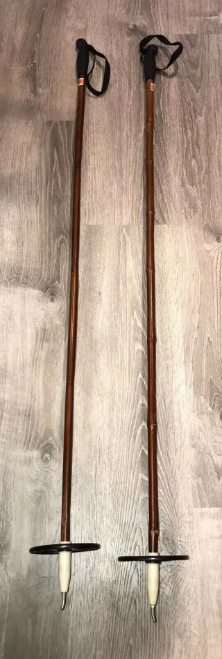Vintage Bamboo Ski Poles 51 1/4 " 130 Cm Long Snow Skis