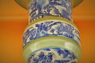 Rare ANTIQUE Chinese Longquan Gu Vase,  CELADON 龍泉青瓷 Blue White PORCELAIN Unusual 3