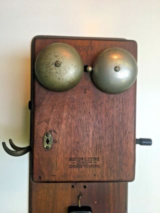 RARE Antique 1890 ' s American Bell Oak case wall phone ORIG No hand set 2