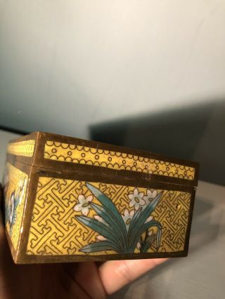 Antique Chinese Cloisonné Box With Carved Jade 3