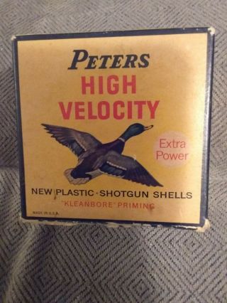 Vintage Peters High Velocity Shotgun Shell Box 12 Ga.
