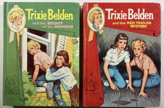 Trixie Belden Secret Of The Mansion & Red Trailer Mystery Vtg Whitman Books 1,  2