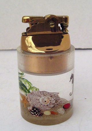 Vintage Clear Float Lucite Cigarette Lighter Made In U.  S.  A.