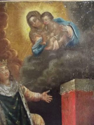 ANTIQUE BAROQUE OLD MASTER OIL PAINTING - APPARITION OF THE HOLY MOTHER - 1700 ' s 3