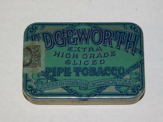 Vtg Edgeworth Extra Sliced Pipe Tobacco Tin Empty Box Storage Case Ad