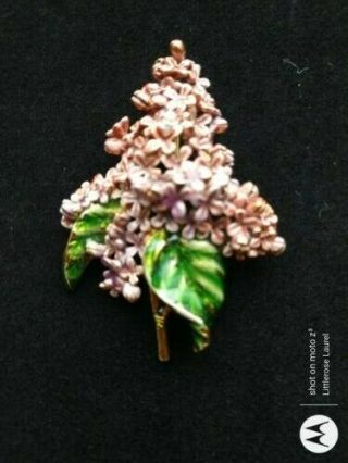 Vintage Mfa Museum Of Fine Arts Purple Lilac Enamel Flower Pin Brooch Figural