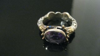 Vintage Lagos Caviar Sterling Silver 18k Amethyst Ring