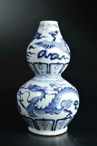 U4141: Chinese Blue&white Dragon Cloud Pattern Flower Vase Ikebana Tea Ceremony