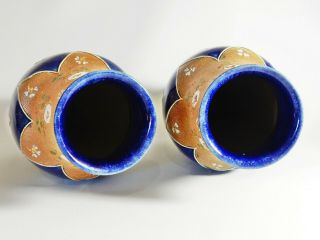 Pair Antique Art Nouveau Royal Doulton Tall Stoneware Vases Minnie Webb Blue Pot 3