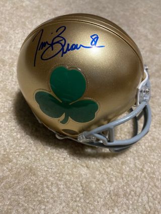 Tim Brown Signed Notre Dame Fighting Irish Mini Helmet Brown Personal Hologram