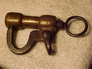 1800s Antique Cast Iron & Brass Screw Key Padlock