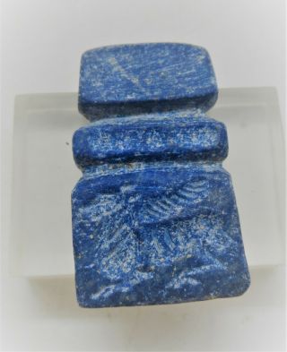Scarce Ancient Sasanian Lapis Lazuli Carved Four Sided Bead Seal Amulet