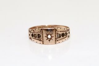 A Antique Edwardian C1901 9ct Rose Gold Ruby & Pearl Band Ring A/f 15610