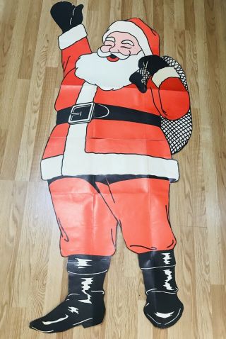 Vintage Life Size Santa Claus 2 Piece Cutout Paper Wall Poster 30 X70” Christmas