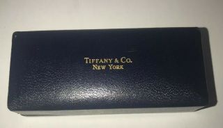 Vintage Tiffany & Co Blue Tooled Leather Jewelry Gift Box Hinged Satin/velvet