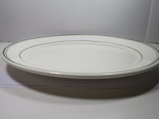 Vintage Sterling Vitrified China Restaurant Ware Green Stripe Oval Platter