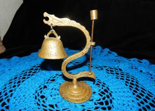 Large 6 " Vintage Brass Dragon Dinner Bell & Hammer Unique Sound