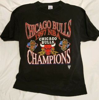 Vintage Chicago Bulls 1997 Nba Finals Champions T Shirt Size Xl Logo 7