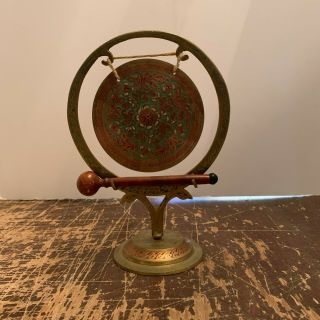 Vintage Mid Century Brass Dinner Gong Bell Made In India