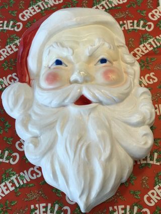 Vintage Santa Blow Mold Union Products 21” Lights Up Santa Head Face Large