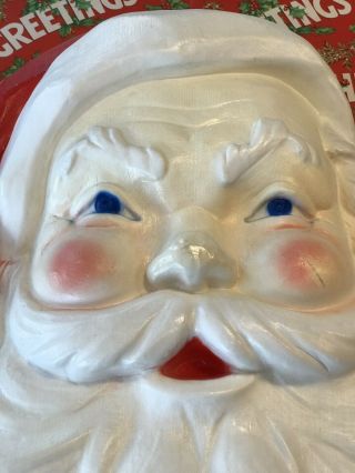 Vintage Santa Blow Mold Union Products 21” Lights Up Santa Head Face Large 3