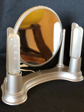 Vintage Art Deco Vanity Magnifying Lighted Makeup Mirror Hollywood Regency
