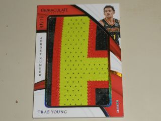 2018 - 19 Panini Immaculate Jersey Number Jumbo Patch Trae Young 04/10